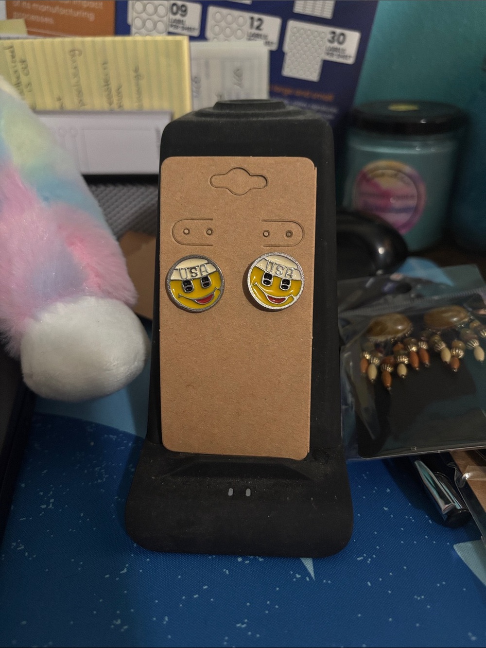 Yellow Smiley Emoji earrings  - Unbranded
